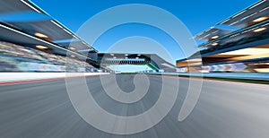 3d rendering moving racetrack with arrow sign neon light