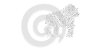 3d rendering of nails in shape of symbol of gorilla with shadows isolated on white background
