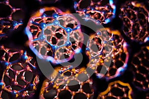 3D Rendering of nanotube structure, orange science background