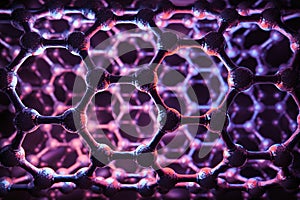 3D Rendering of nanotube structure, purple science background