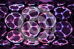 3D Rendering of nanotube structure, purple science background