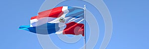 3D rendering of the national flag of Dominican Republic waving in the wind