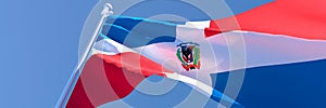 3D rendering of the national flag of Dominican Republic waving in the wind