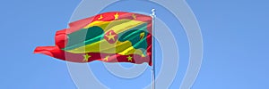 3D rendering of the national flag of Grenada waving in the wind