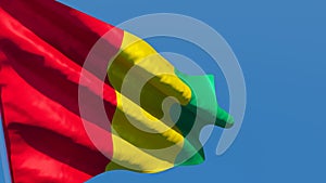 3D rendering of the national flag of Guinea waving in the wind