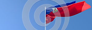 3D rendering of the national flag of Haiti waving in the wind