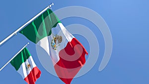 3D rendering of the national flag of Mexico waving in the wind