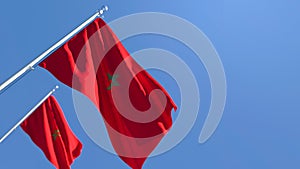 3D rendering of the national flag of Morocco waving in the wind