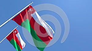 3D rendering of the national flag of Oman waving in the wind