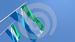3D rendering of the national flag of Sierra Leone waving in the wind