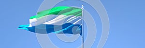 3D rendering of the national flag of Sierra Leone waving in the wind