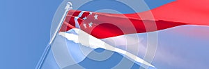 3D rendering of the national flag of Singapore waving in the wind
