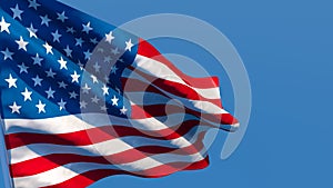 3D rendering of the national flag of United States of America waving in the wind