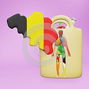 3d rendering of the need and consumption of nutrients for a healthy body in Belgia