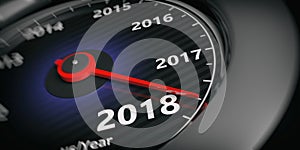 3d rendering new year 2018 car speedometer