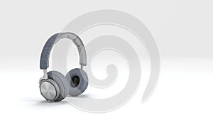 3d rendering nice blue headphone isolate in white background