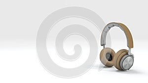 3d rendering nice brown headphone isolate in white background