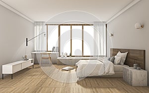 3d rendering nice contemporary bedroom with daylight from window