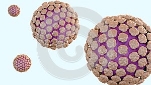 3d rendering of Norovirus causes stomach flu