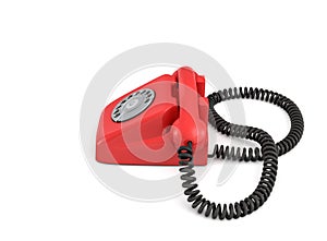 3d rendering of an old-fashioned rotary phone on white background.