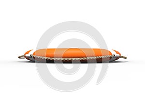 3D rendering of a orange life buoy isolated on white background