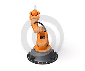 3d rendering of orange robotic arm isolated on white background