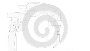 3D rendering - outlined weldment industrial robot