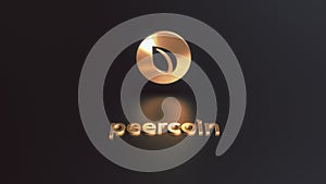 3D Rendering of peercoin cryptocurrency golden logo