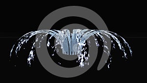 3d rendering of a perfect loop water fountain with alpha matt on black