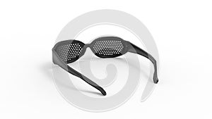 3D rendering of perforated pinhole sunglasses black isolated