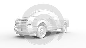 3D rendering of a pick up truck isolated on white background