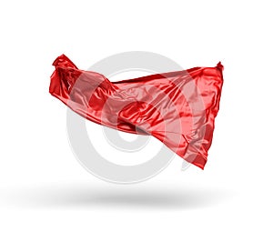 3d rendering of piece of red satin clothes is flying in the air isolated on white background