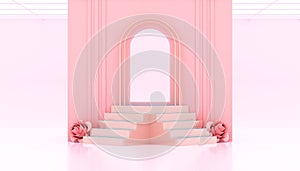 3d rendering Pink gate and studio Background.
