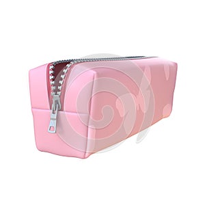 3D Rendering Pink Pencil Case Isolated On White Background, PNG File Add - Transparent Background