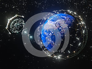 3D rendering of Planet Earth - broadband internet system to meet the needs of consumers