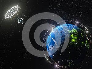 3D rendering of Planet Earth - broadband internet system to meet the needs of consumers