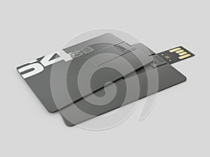 3d rendering of plastic usb card mockup, visiting flash drive namecard mock up for 64 Gb, clipping path included.