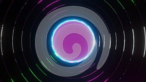 3d rendering platform  abstract circle halo glow colors