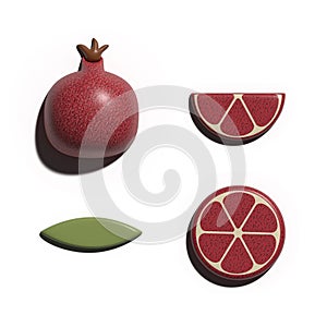 3D rendering pomegranate tropical fruit