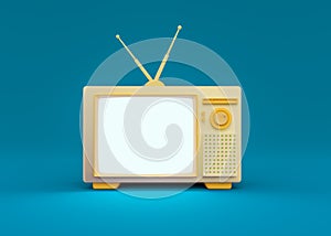 3d Rendering purple   retro TV.