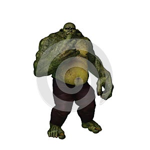 3D rendering of a puzzled looking green ogre