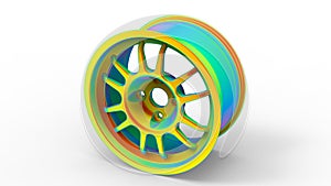 3D rendering - rainbow colored car wheel