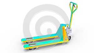 3D rendering - rainbow colored hand pallet truck