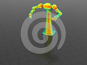 3D rendering - rainbow colored two arm robot