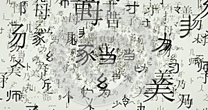 3D rendering random Chinese character parts without actual meanings