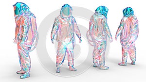 3D rendering -  X-ray group of people wearing red hazard suites