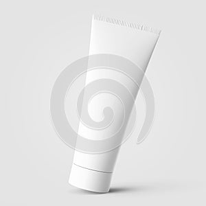 3d rendering of realistic blank white facial skin care cosmetic, makeup and medical matte plastic cream tube product packaging