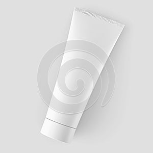 3d rendering of realistic blank white facial skin care cosmetic, makeup and medical matte plastic cream tube product packaging