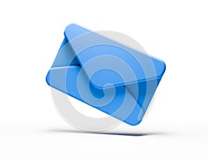 3D rendering realistic blue colour envelope icon symbolic floating in the air.