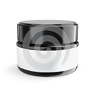 3D rendering Realistic cosmetic jar with lid and label on a white background. Cosmetic template for cream mock up